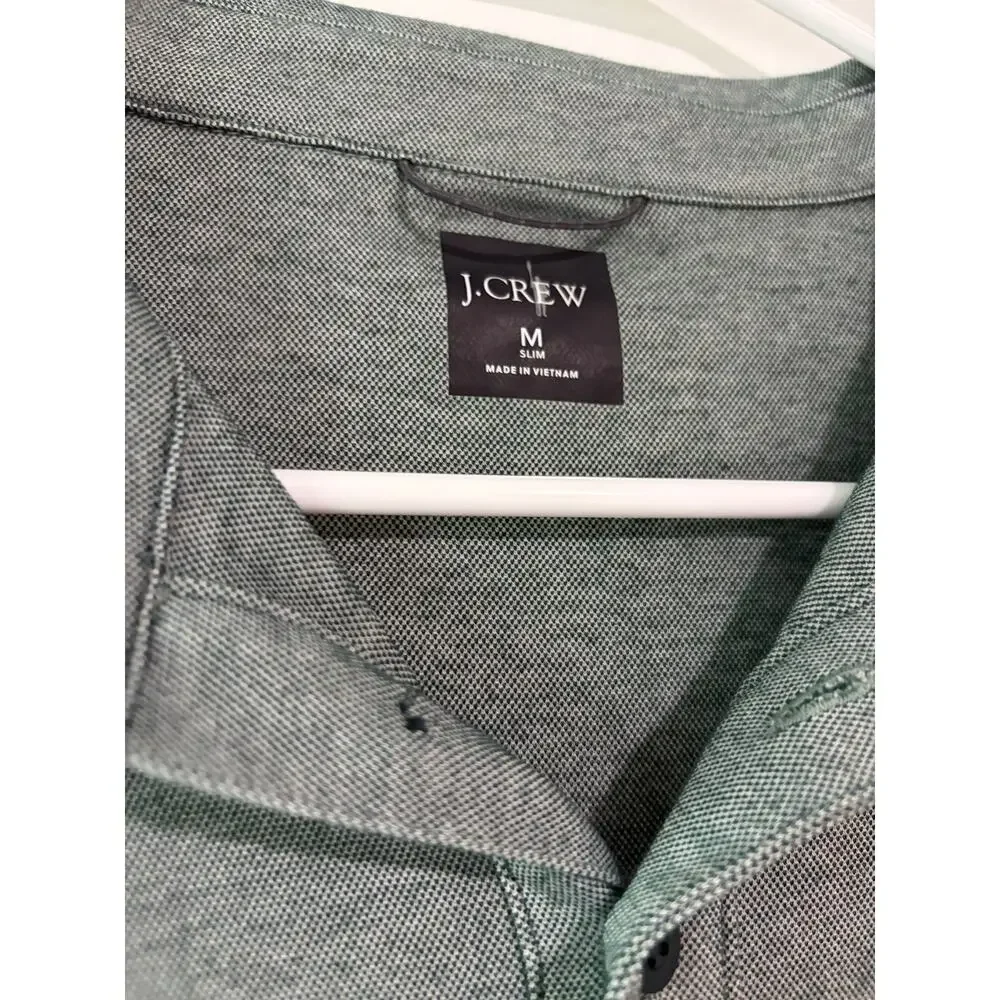 J.Crew Slim Fit Polo Men's Medium Heathered Green Cotton Blend